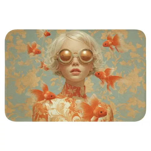 Goudvissen - Oranje - Vrouw - Blond Badmat klein -3d