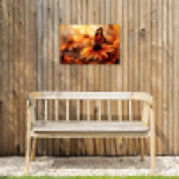 Vlinder - Bloemen - Oranje Tuinposter op houten frame 2 cm dik klein -sfeer4