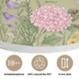 Botanisch - Bloemen - Kleurrijk Akoestische PET Vilt - Rond klein -closeup_DE