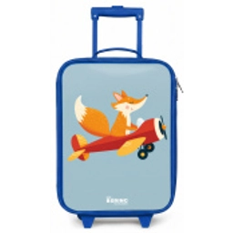 Vos - Vliegtuig -  Vliegen Kinderkoffer - Blauw klein -zz3dotto