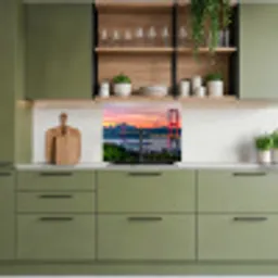 Brug - Rood - Skyline - Water keuken achterwand 2 middel -sfeer3