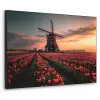 Molen - Zonsondergang - Tulpen - Rood Textielframe zwart klein -3d