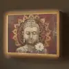 Boeddha - Mandala - Bloem - Rood - Goud - Zen Light Box met batterij (Wandlamp) middel -z3d_website
