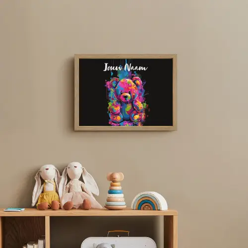 Beer - Verf - Kleurrijk - Knuffeldier Light Box met batterij (Wandlamp kind) middel -sfeer2_kind