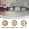 Rode zon - Rivier - brug - Bomen Akoestische PET Vilt - Rond klein -closeup_NL