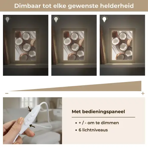 Kokosnoten - Bruin - Shaduw Light Box met kabel (Tafellamp) klein -USP_dimbaarNL
