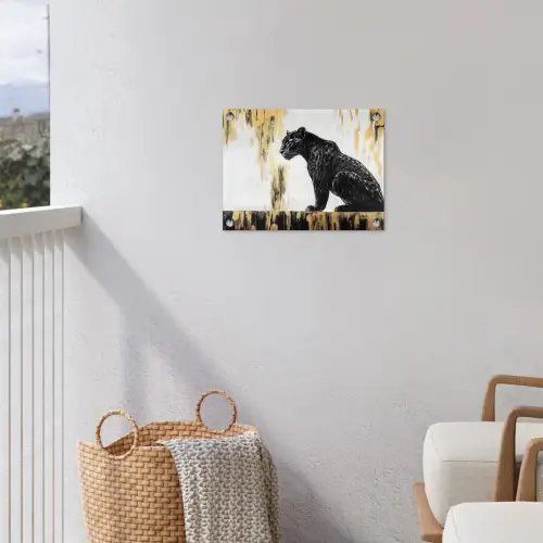 Panter - Zwart - Abstract - Goud tuinposter los doek klein -sfeer8
