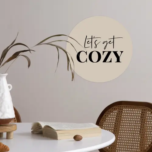 Beige - Winter - Quote - Cozy Wandcirkel behangsticker klein -sfeer3