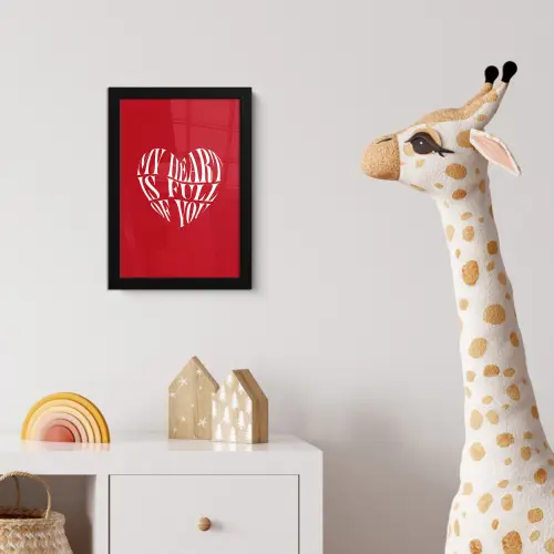 Rood - Hart- Tekst - Valentijn fotolijst zwart zonder passe partout klein -usfeer4_kinderkamer