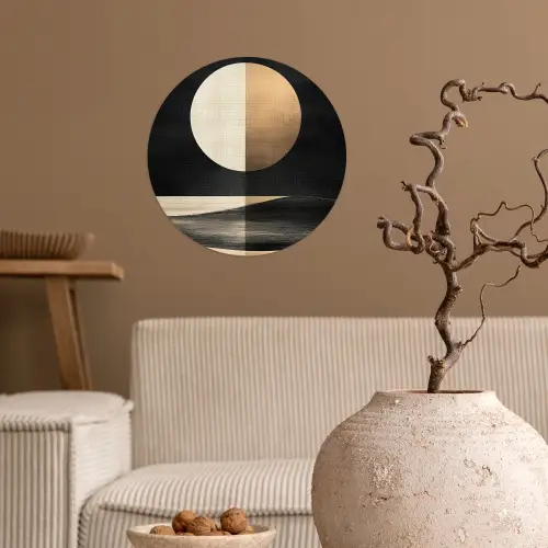 Maan - Cirkel - Goud Wandcirkel behangsticker klein -sfeer1