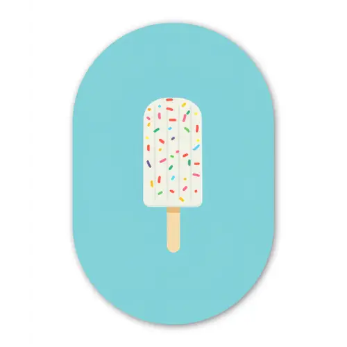 Ijsje - Stokje - Sprinkles - Lichtblauw Wandcirkel Ovaal Forex klein -3d