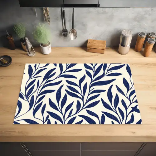 Bladeren - Klimop - Donkerblauw Inductie beschermer vinyl 3mm klein -sfeer5