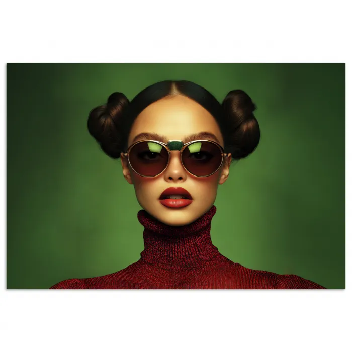 Vrouw - Groen - Bril - Aesthetic - Modern poster papier klein -3d