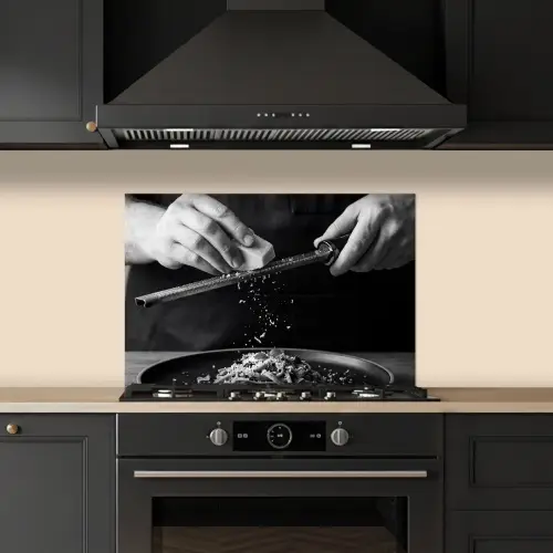Kaas - Pasta - Rasp keuken achterwand spatscherm klein -sfeer1