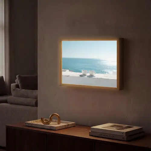 Zee - Koffiekopjes - Zomers Light Box met batterij (Wandlamp) middel -sfeer1