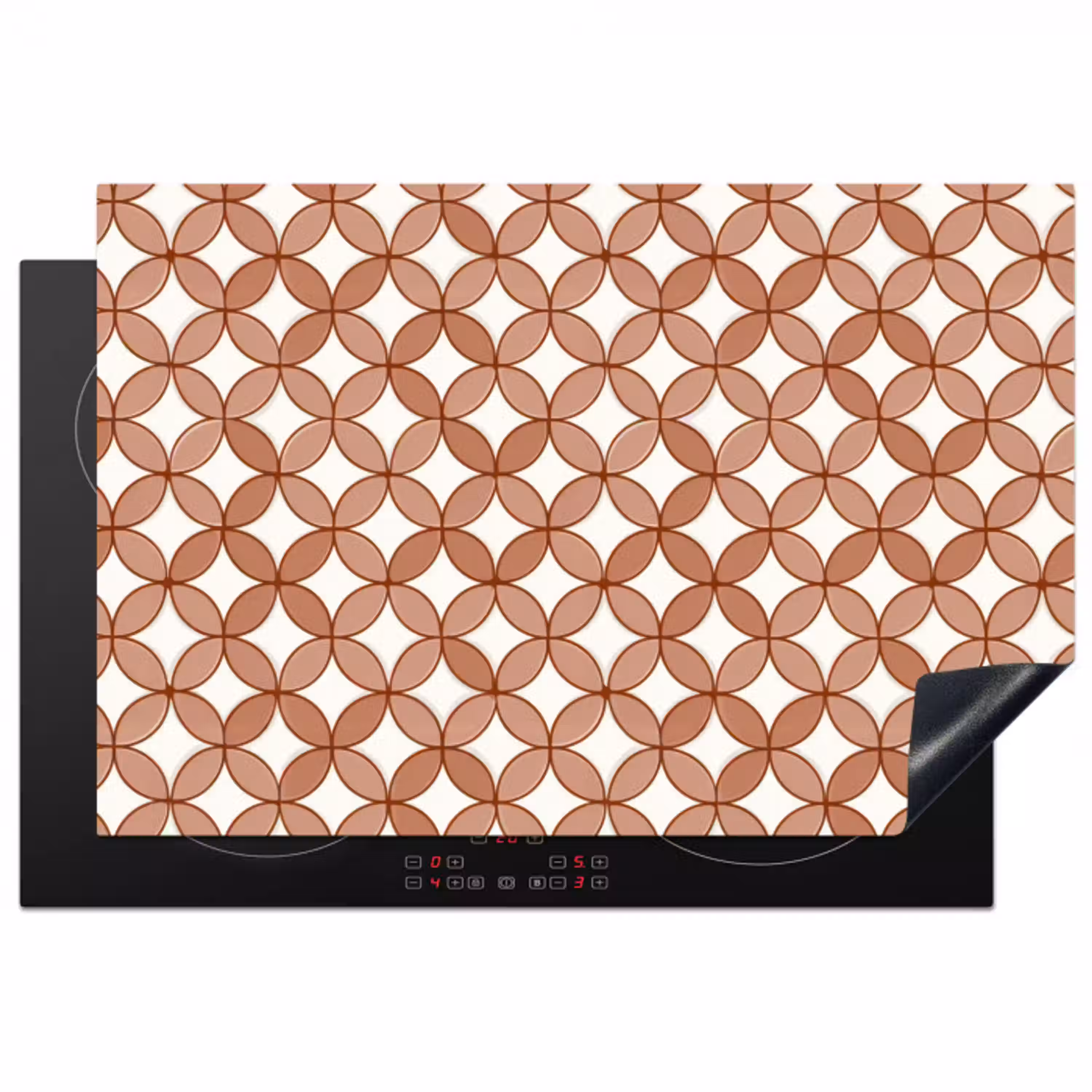 Geometrisch - Cirkels - Modern - Terracotta Inductie beschermer vinyl 3mm klein 276 -3d