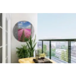 Bloemen - Tulpen - Doorkijk - Regenboog Wandcirkel tuinposter met ringen klein -buiten1