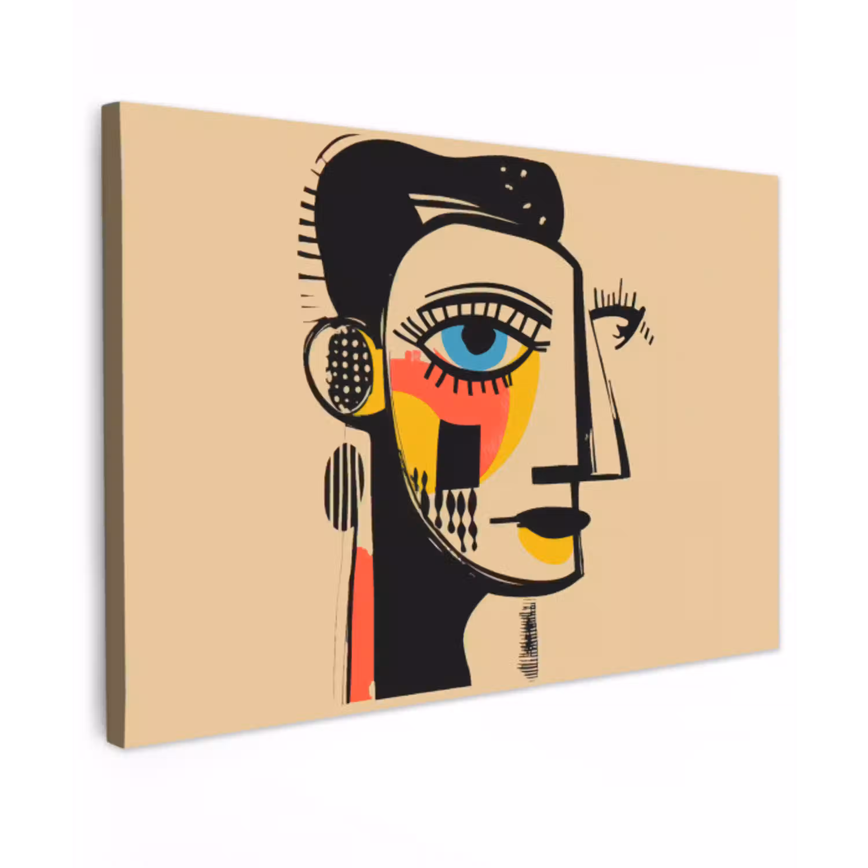 Geometrisch - Felle kleuren - Kubistische stijl canvas 2cm klein -z3d