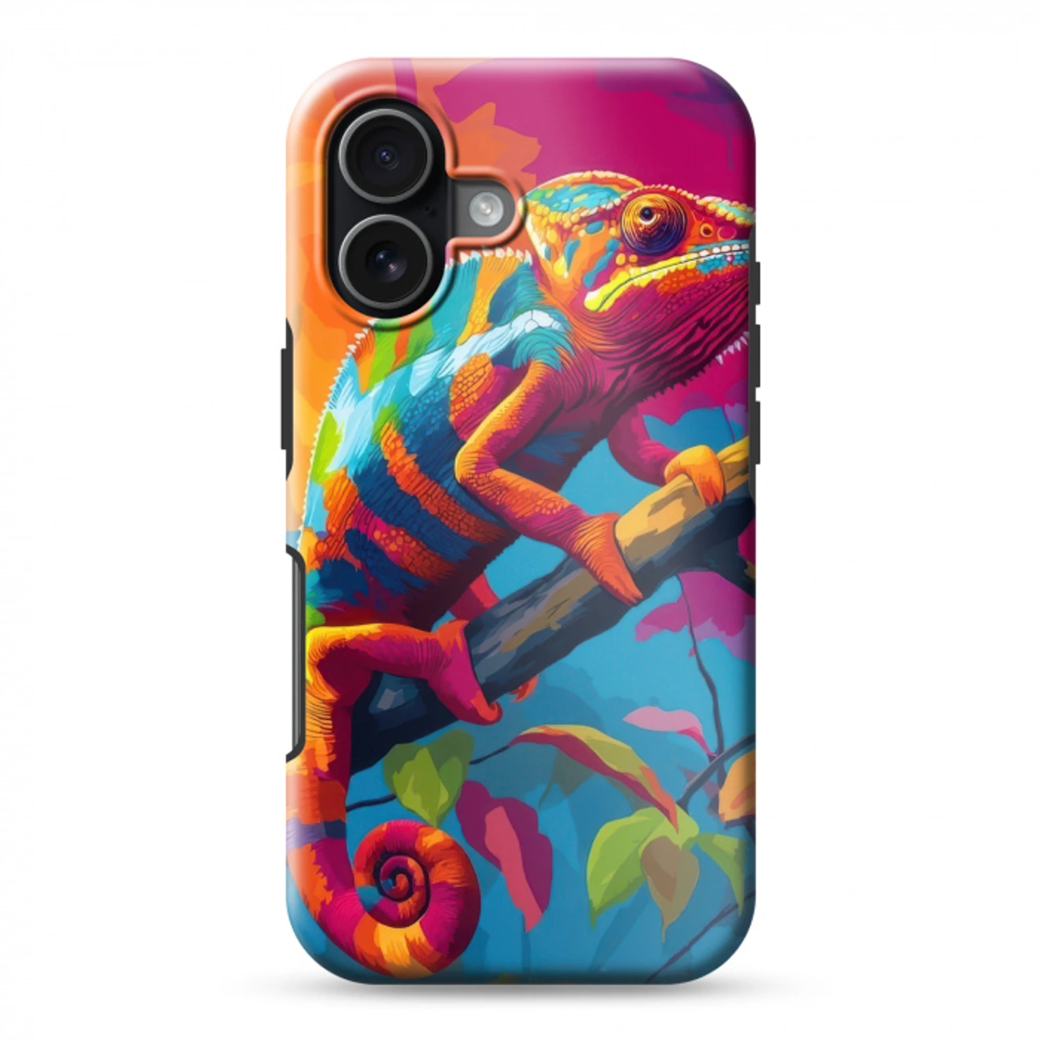 Kameleon - Tak - Gestreept - Bladeren Toughcase MagSafe Apple iPhone 17 klein -3d
