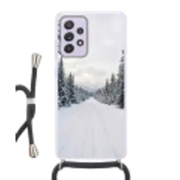 Weg - Sneeuw - Naaldbos - Winter - Avontuurlijk Hoesje Samsung Galaxy A52 5G met koord klein -3d
