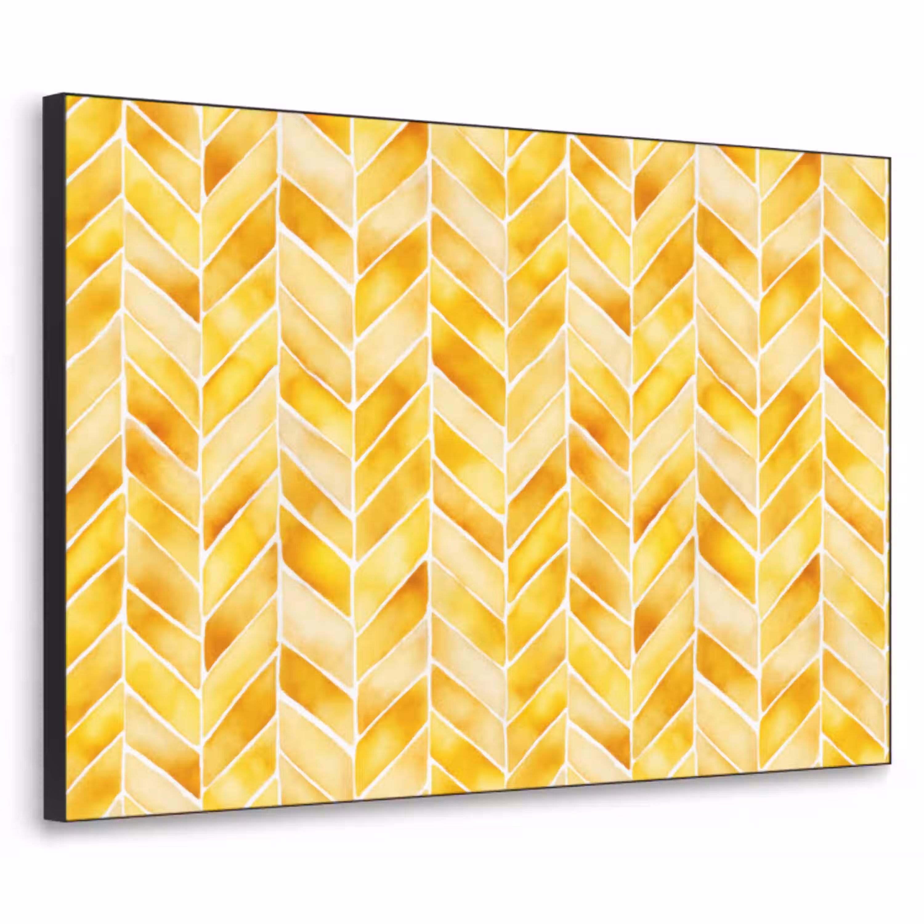 Visgraat - Aquarel - Patronen - Goudgeel Textielframe zwart klein 947 -3d