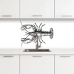 Kreeft - Zwart - Wit keuken achterwand 2 middel -3d