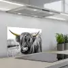 Schotse hooglander - Hoorns - Goud - Zwart keuken achterwand spatscherm klein -3d_schuin
