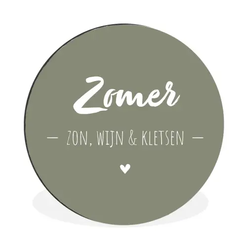 Quotes - Zomer, zon, wijn & kletsen - Tekst - Zomer Wandcirkel aluminium klein -3d
