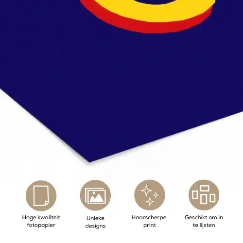 Blauw - Geel - OH - Schaduw poster papier klein -closeup_NL