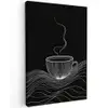 Lijntekening - Koffiekop - Zwart Tuinposter op houten frame 2 cm dik klein -3d