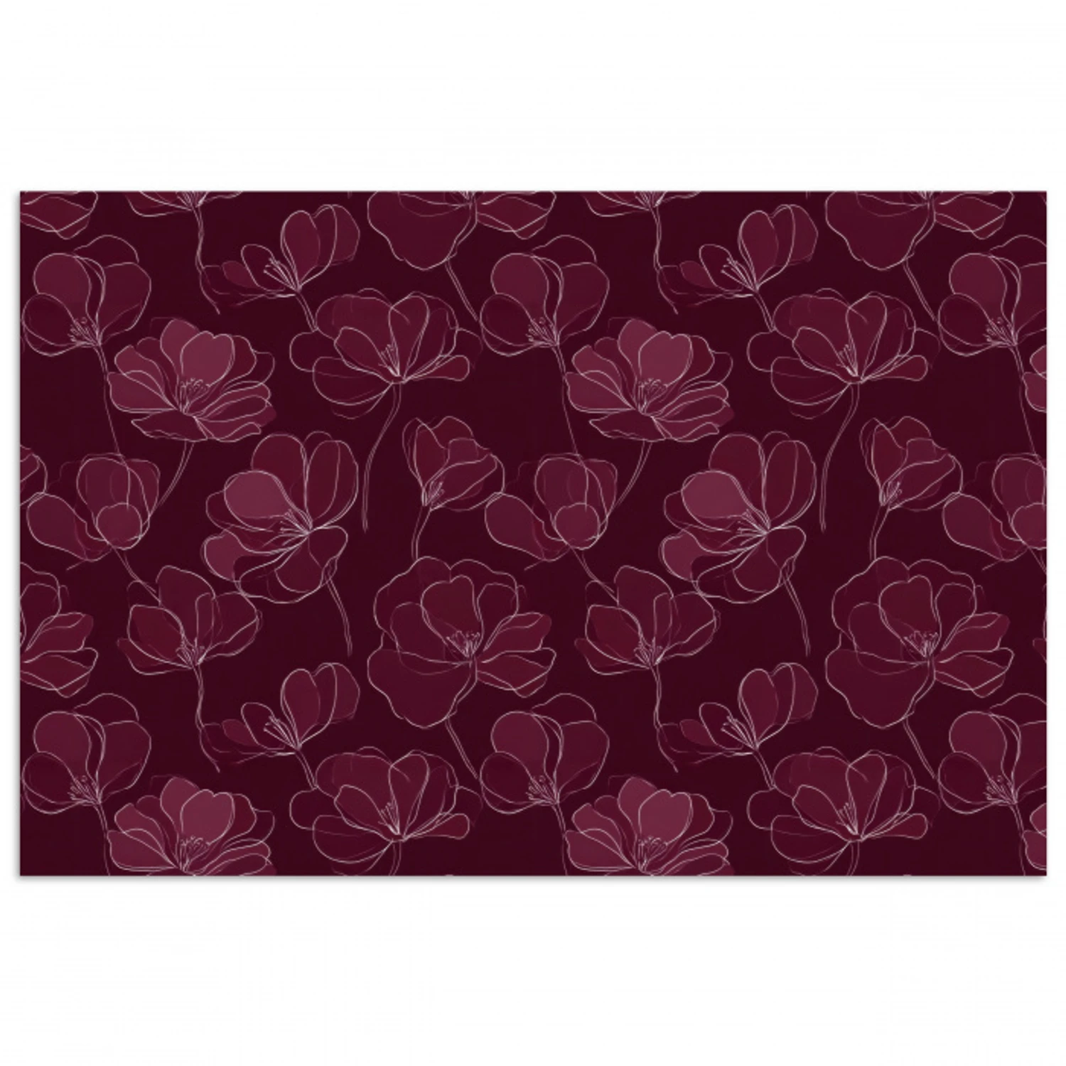 Bloemen - Patroon - Bordeauxrood poster papier klein 62 -3d