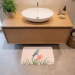 Vogel - Bloem - Natuur - Roze Badmat klein -sfeer1