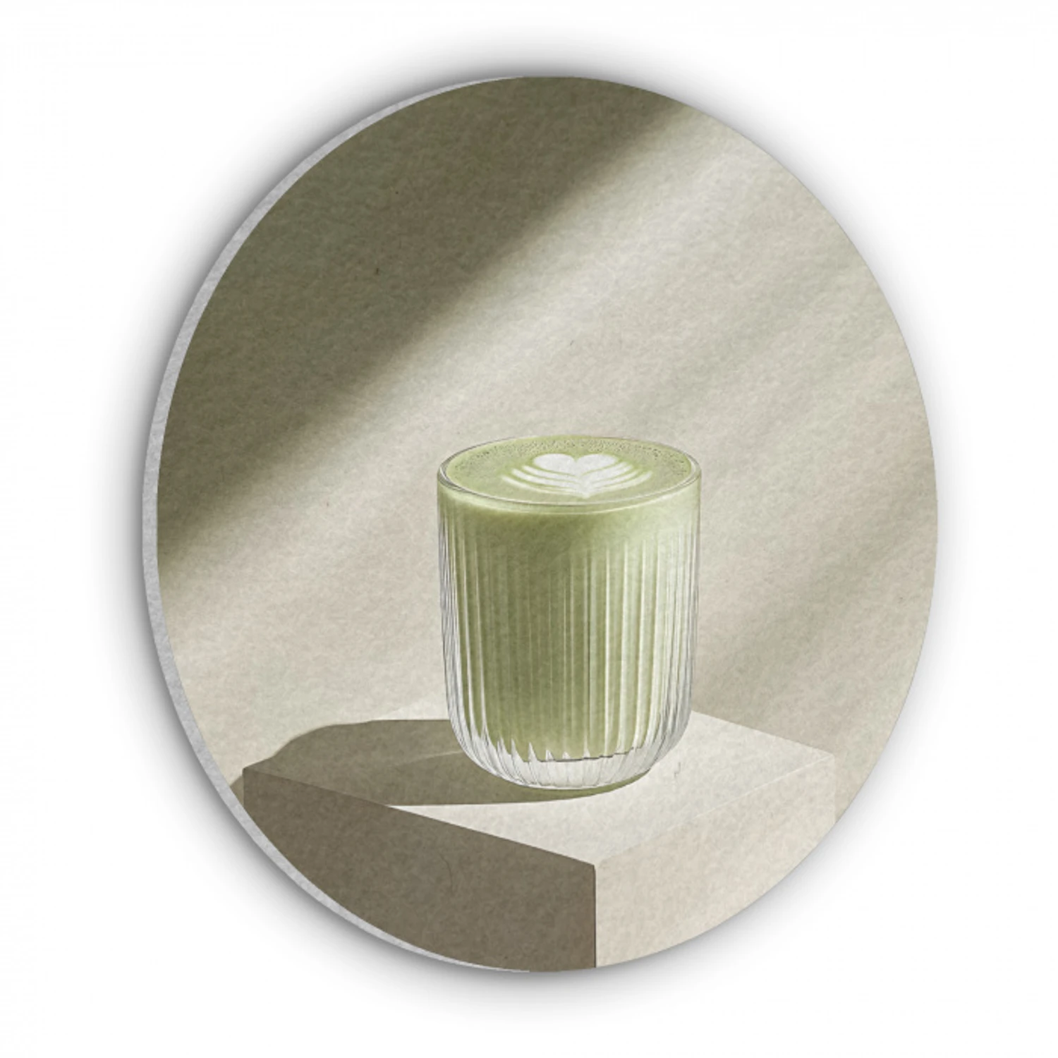 Matcha - Glas - Groen - Minimalistisch Akoestische PET Vilt - Rond klein -3d