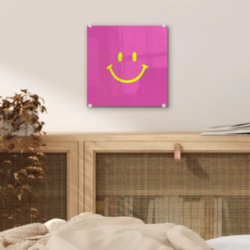 Smiley - Vrolijk - Roze plexiglas 5mm klein -sfeer4