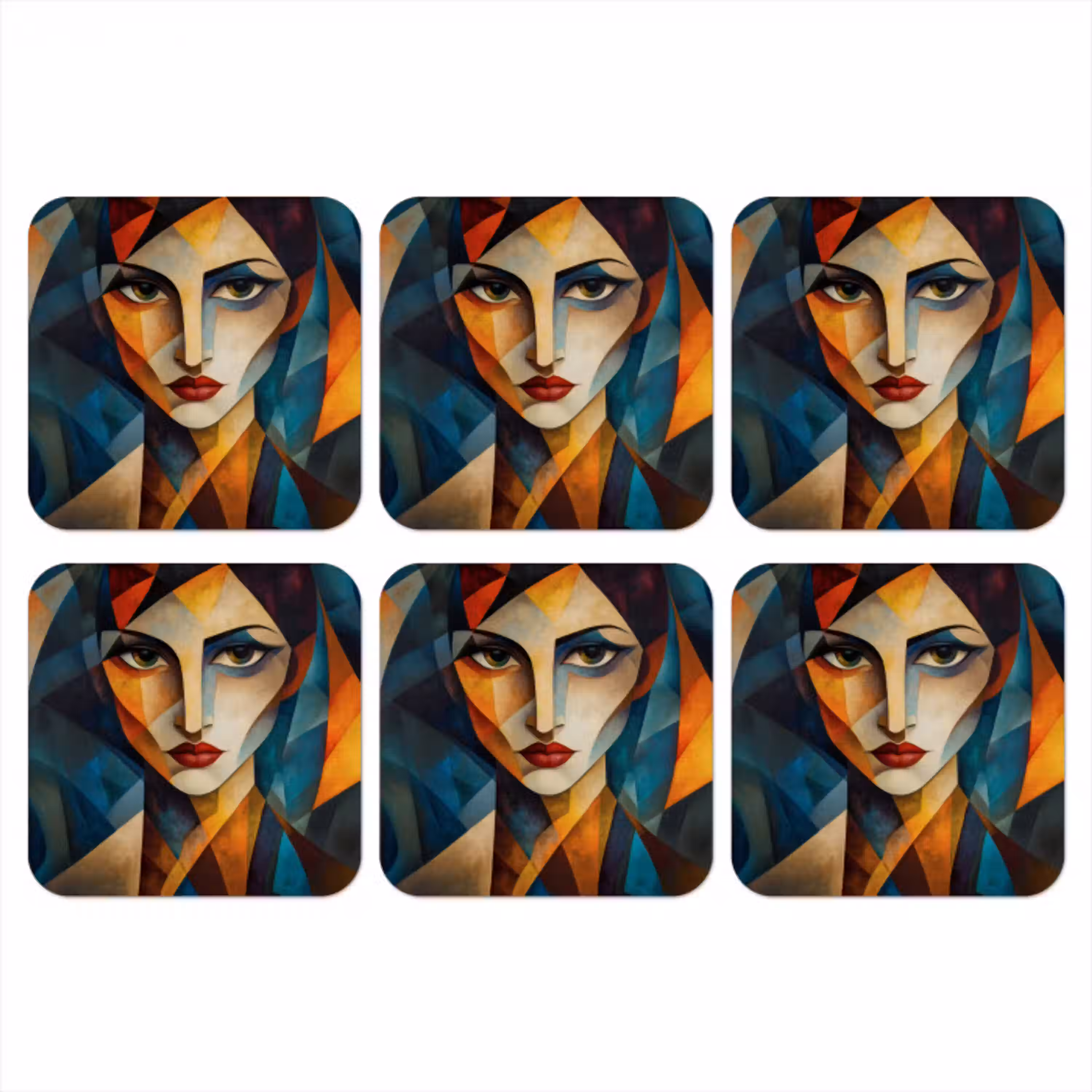 Portret - Abstract - Vormen onderzetter kurk middel -3d