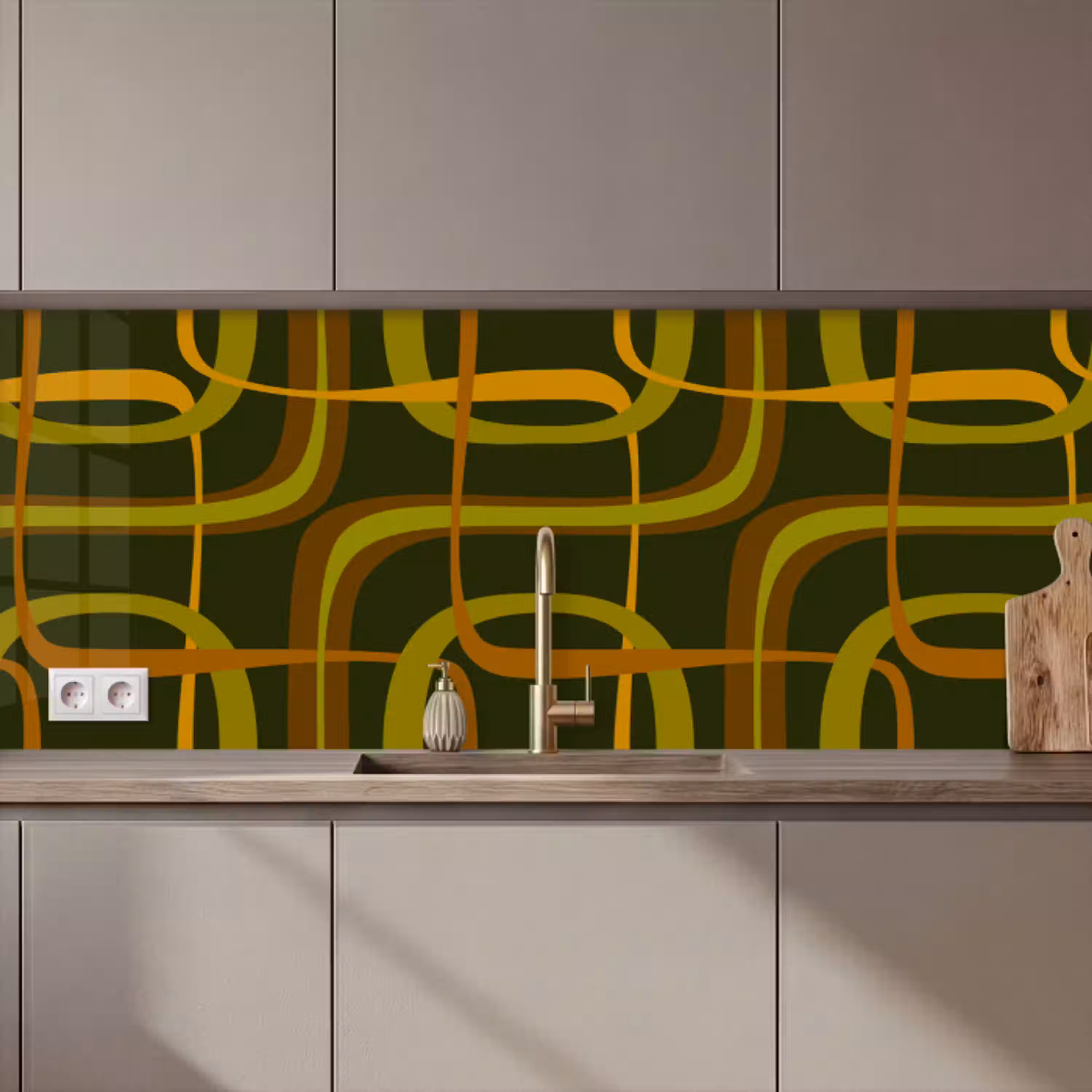 Jaren 70 - Retro - Groen keuken achterwand 2 middel 871 zz_3dshopping