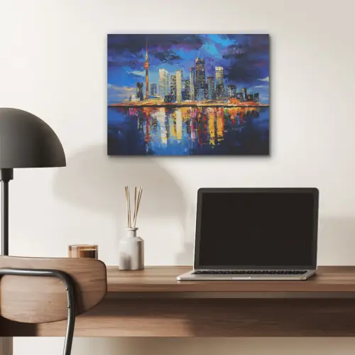 Skyline Toronto - Modern - Stadslicht - Blauw PET vilt klein -sfeer5