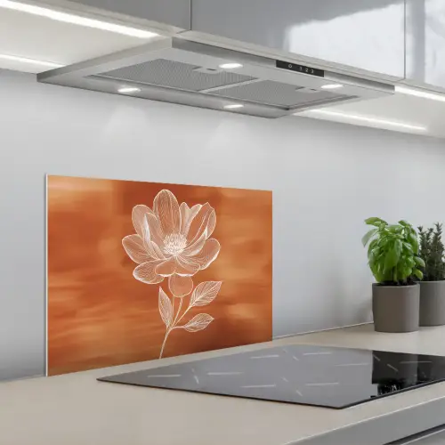Bloem - Minimalistisch - Wit keuken achterwand spatscherm klein -3d_schuin