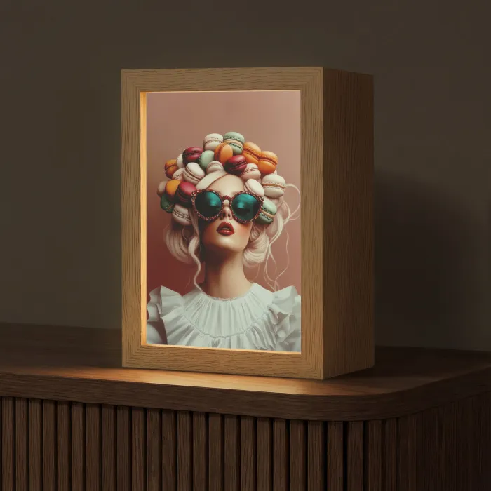 Vrouw - Macarons - Bril Light Box met kabel (Tafellamp) klein -z3d_website
