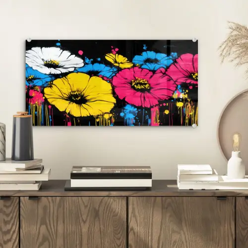 Graffiti - Bloemen - Kleur plexiglas 5mm klein -sfeer1