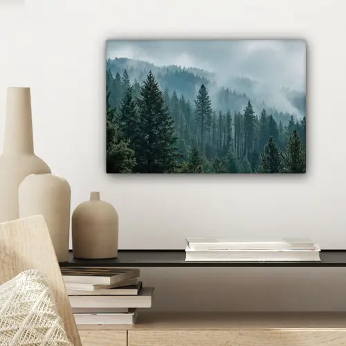 Naaldwoud - Bergen - Mist canvas 2cm klein -sfeer6