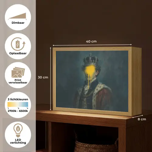 Koning - Portret - Druipende gele verf Light Box met batterij (Wandlamp) middel -USP_websiteoverzichtNL