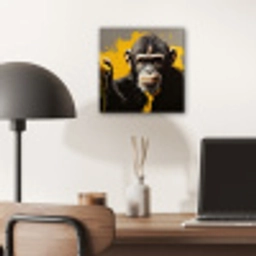 Aap - Chimpansee - Banaan - Geel - Dieren - Stropdas aluminium wit klein -sfeer5