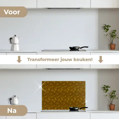 Goud - Vogels - Patroon keuken achterwand spatscherm klein 900 -voor_na_NL