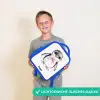 Pinguïn met roze strik en ijsdruppels Kinderrugzak - Blauw middel -sfeer1_NL