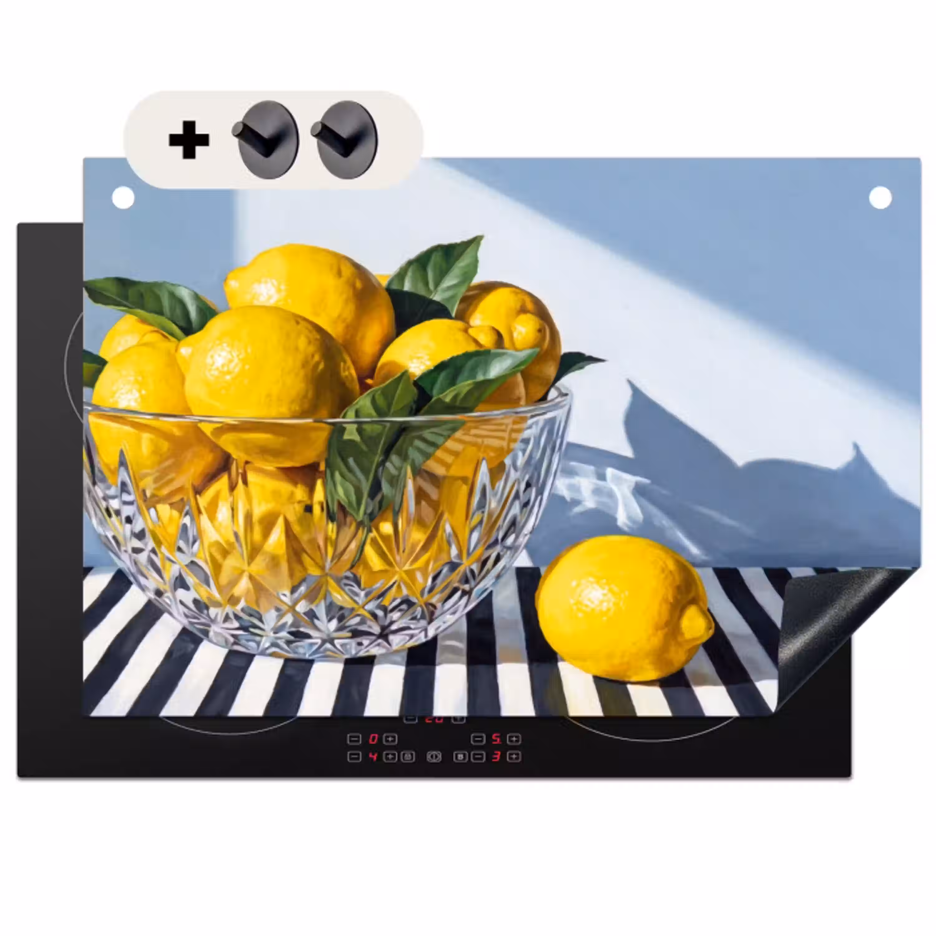 Citroenen - Fruit - Geel Inductie beschemer met haakjes klein -3d