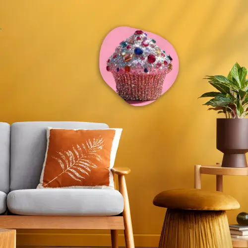 Cupcake - Kleurrijk - Edelstenen Wandcirkel Organisch Forex 3mm klein -sfeer4