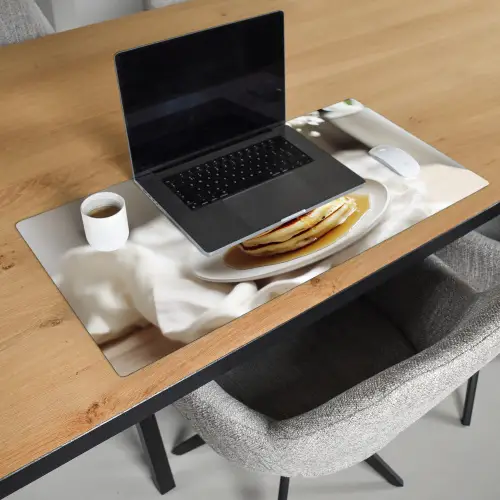 Pannenkoeken - Banaan - Siroop - Wit - Beige Muismat XXL klein -sfeer1