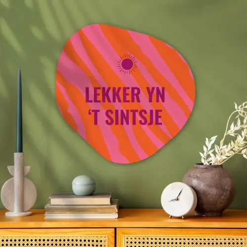 Quote - Zomer - Roze Wandcirkel Organisch Plexiglas middel -sfeer2