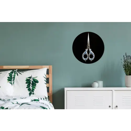 Schaar - Delfts blauw - Zwart Wandcirkel aluminium klein -slaapkamer